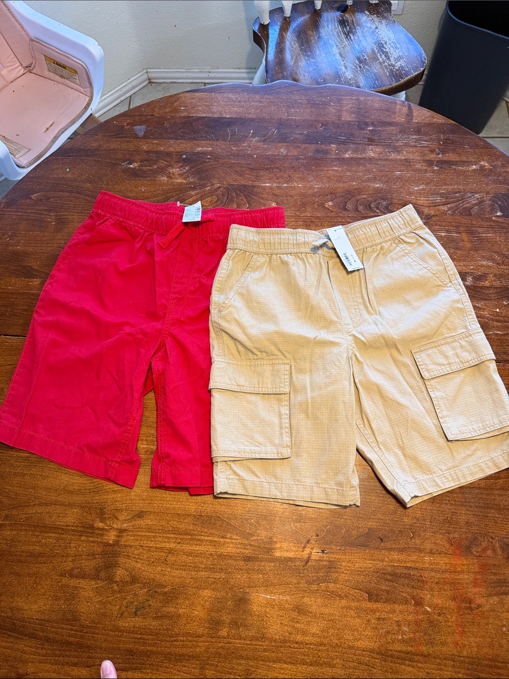 Janie and Jack Red and Tan Boys' Cargo Shorts Pair